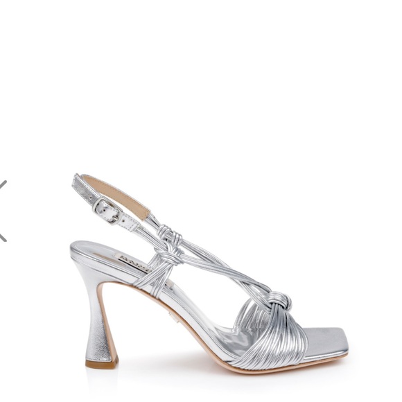 BADGLEY MISCHKA
Carmine Leather Knot-Detail Slingback Sandal SILVER SZ 7 - Picture 3 of 17